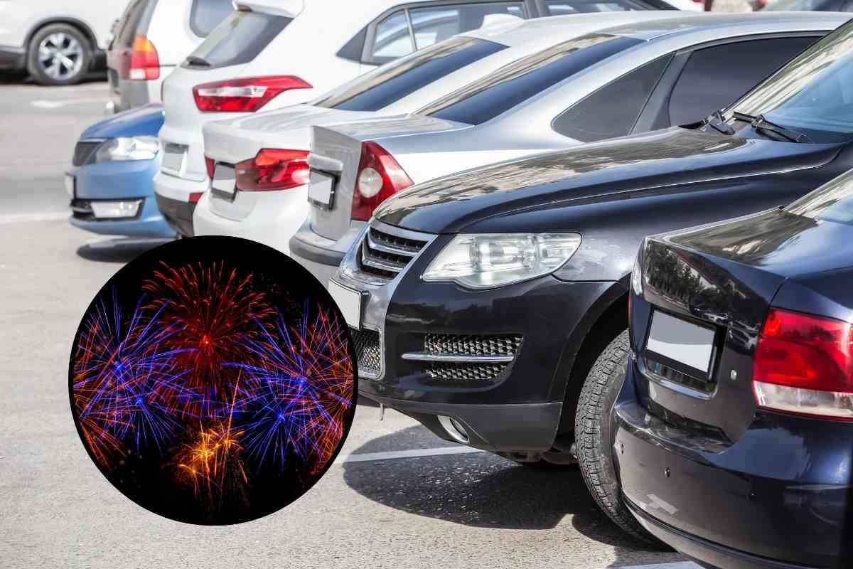 Fuochi d'artificio e auto